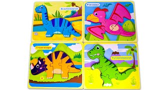 Let's Learn Dinosaur Shapes with Matching Puzzle | Preschool Toddler Learning Kids Toy Video