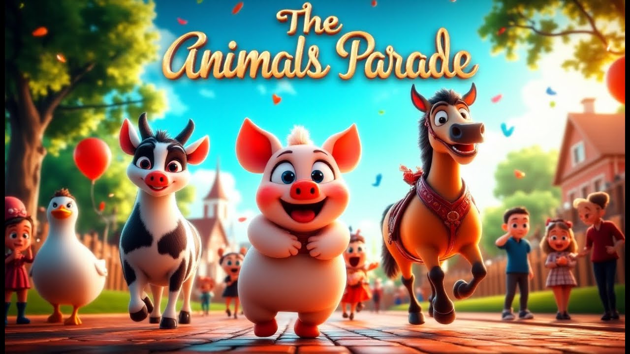 The Animal Parade Song 🐮🐷🐑🦆 | Fun Kids Rhyme with Farm Animals | AI 3D Animation