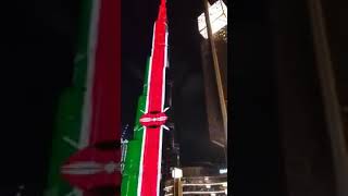 Kenya flag yesterday on the tallest building in the world burj Khalifa