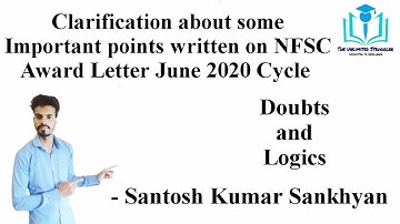 Clarification about some Important Points written on NFSC Award Letter June 2020 cycle | NFSC | UGC