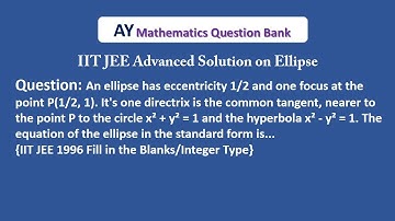 #1996 IIT JEE Main & Advanced Previous Years Problem with Solution | Ellipse | JEE 1996 Integer Type
