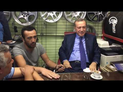 Cumhurbaşkanı Erdoğan lastikçi