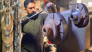 wonderfull process of making wheat thresher machine white belt double pulley on Lathe machine .