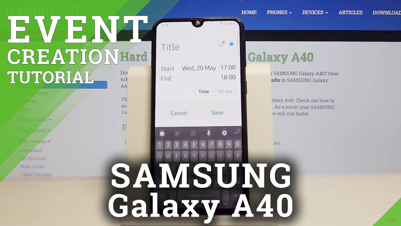 How To Add Event To Calendar In SAMSUNG Galaxy A40 Set Up Alert YouTube