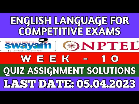 English Language for Competitive Exams || NPTEL week 10 assignment answers 2023 || #nptel #skumaredu