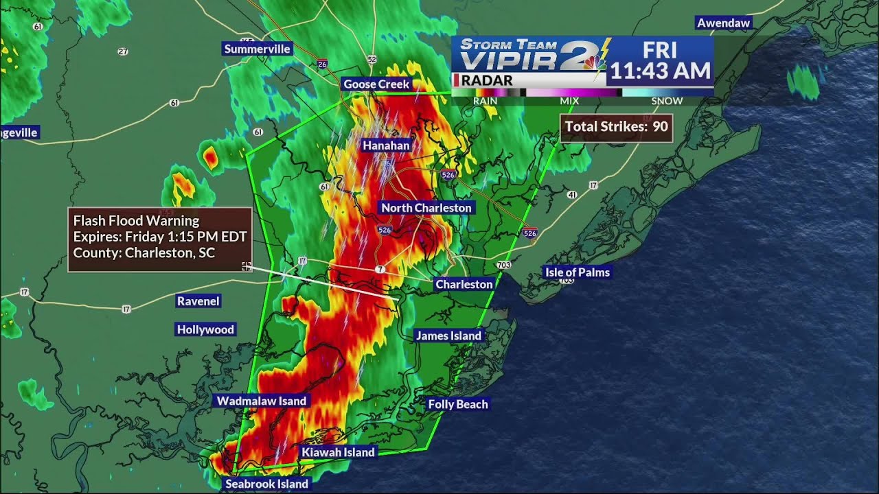 Flash flood warning in effect as thunderstorms roll through Charleston ...