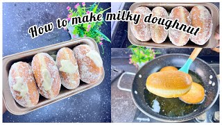 How to make milky doughnuts for beginners | viral milky doughnut , step by step + fillings