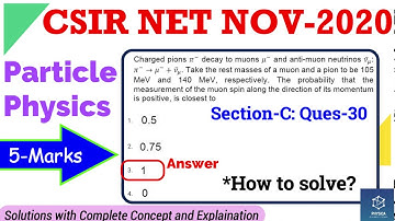 Particle Physics Question| CSIR NET NOV 2020| Section-C: 5-Marks| Complete Solution| NTA