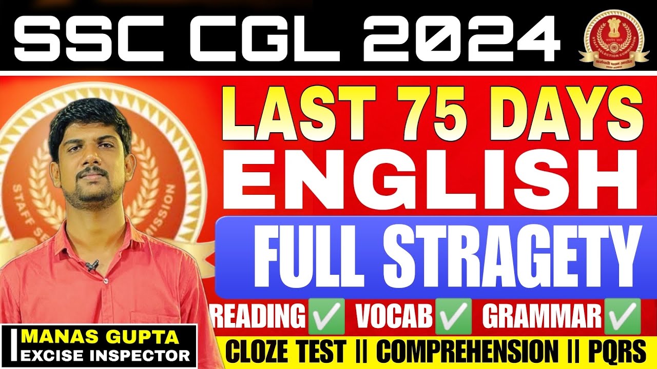 ENGLISH का Last 75 Days का Master Plan 🔥😂 SSC CGL 2024 ️ Score 130+ in ...