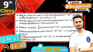 Rs Aggarwal Class 9 | Exercise 2D Question number 22 | Chapter 2 Polynomials | Md Sir Class 9