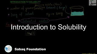 Introduction to Solubility, Chemistry Lecture | Sabaq.pk