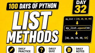 Information 100 Days Of Python| List Methods in Python | PY2AI Guide