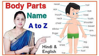 Human Body Parts Names in Hindi and English | शरीर के अंगों के नाम के नाम हिन्दी और अंग्रेजी में