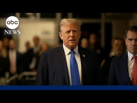 Trump gives remarks before courtroom opening statements.