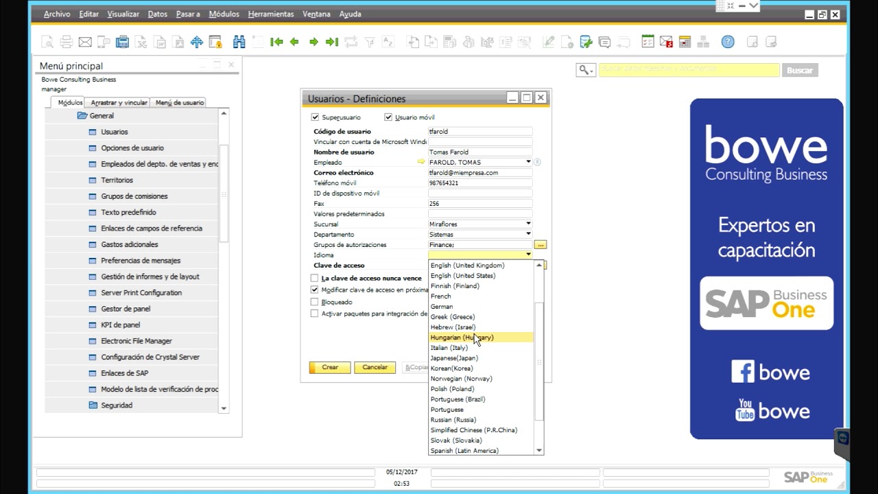 Crear Usuarios en Sap Business One YouTube