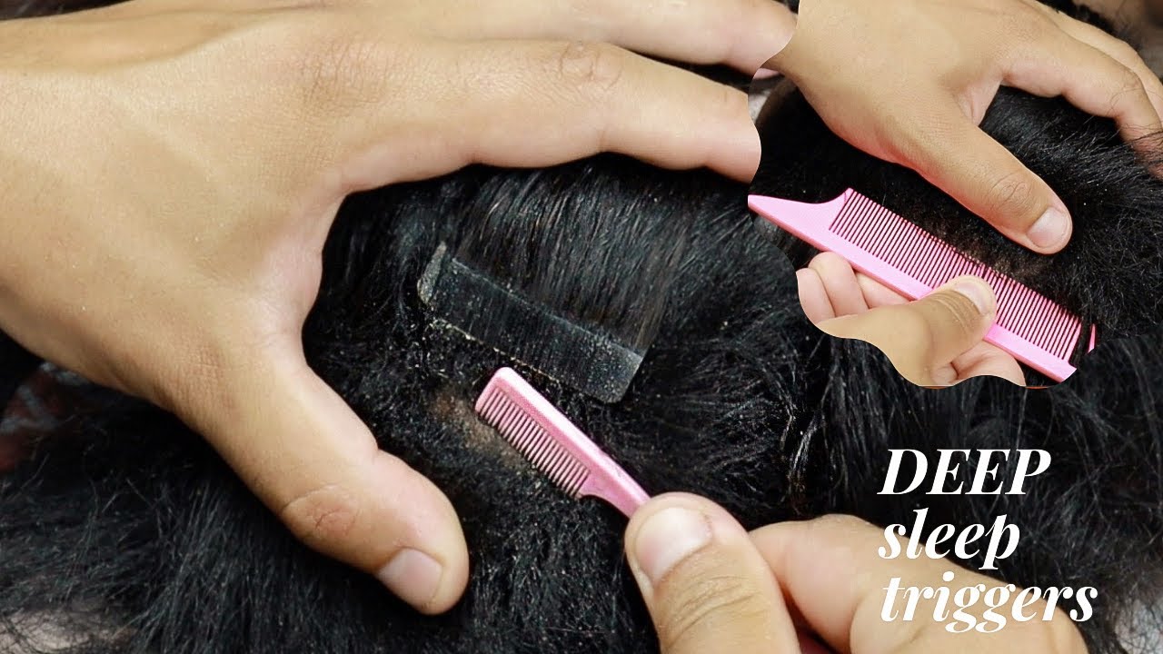 ASMR My husband scratches Between my STICK ON weave while I sleep | super tingly