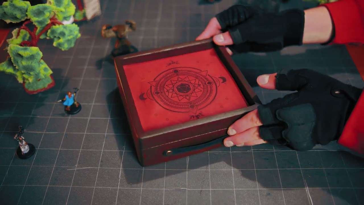 Dice rolling tray wood with Dice storage, Dungeons and Dragons Dice tray
