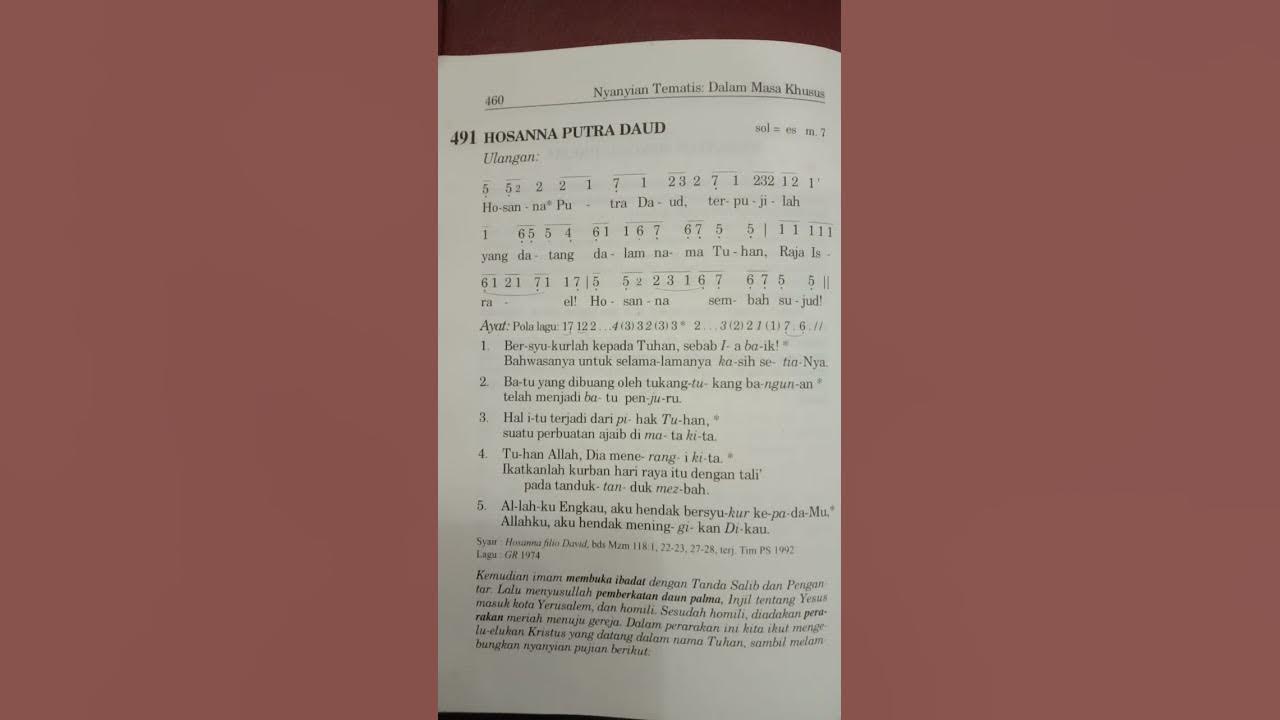 Puji Syukur 491, Hosanna Putra Daud Puji Syukur 491, Hosanna Putra Daud