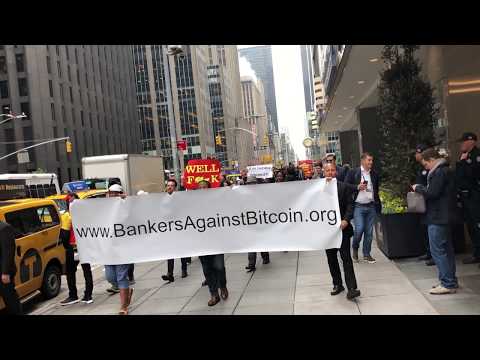 Consensus 2018 // Genesis Mining // Bankers against Bitcoin Protest
