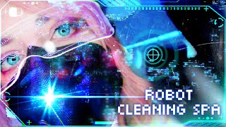 Cinematic ASMR 🤖 Glitchy Futuristic Android Robot Repair Ear & Lens Cleaning Spa 👁️👂 No Talking 🤫