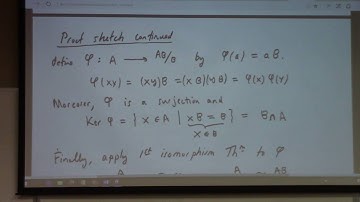 Abstract Algeba: L21, Isomorphism Theorems, mention of finite simple group classification , 10-21-16