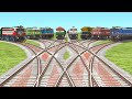 8 TRAIN CROSSING ON VX CUT CURVED RAILROAD | Electric Train | Garib Rath Express | Train Simulator