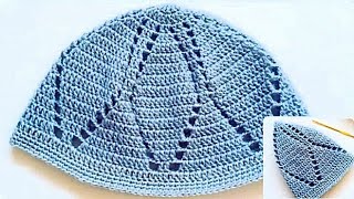 كروشي طاقية صلاة سهلة جدا و سريعة بالخطوات للمبتدئات / قبعة للرجال بالكروشي || crochet Muslim hat