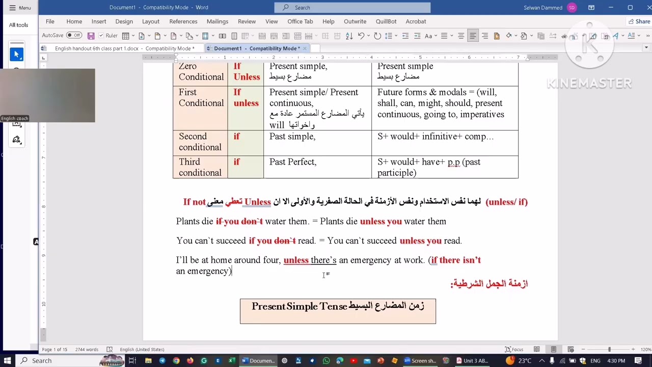 Zero conditional sentenceالجمل الشرطية.الحالة الصفرية. سادس اعدادي 2026 