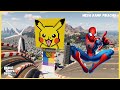 ⚡GTA 5 FUNNY MEGA RAMP Pikachu Challenge! 😂 Spiderman vs Iron Man vs Goku vs Elmo vs Venom Race