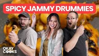 Chrissy Teigen SPICY JAMMY DRUMMIES | Chrissy Teigen Cravings Hungry For More Recipe | OKAY COOKS