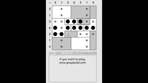Grey is Odd - Today grids. Solution level 3 7X7 dated 07-16-2024 #logicpuzzles #logicgames  #games