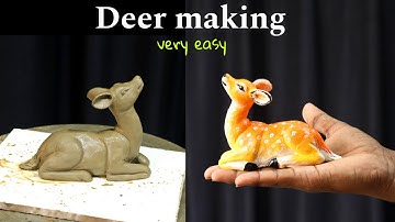 How to make deer very easy | clay deer making and coloring | clay art