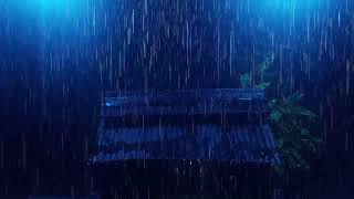 Sleep Instantly with Heavy Rain and Sound of Lightning Covering the Rain in the Foresthut at Night