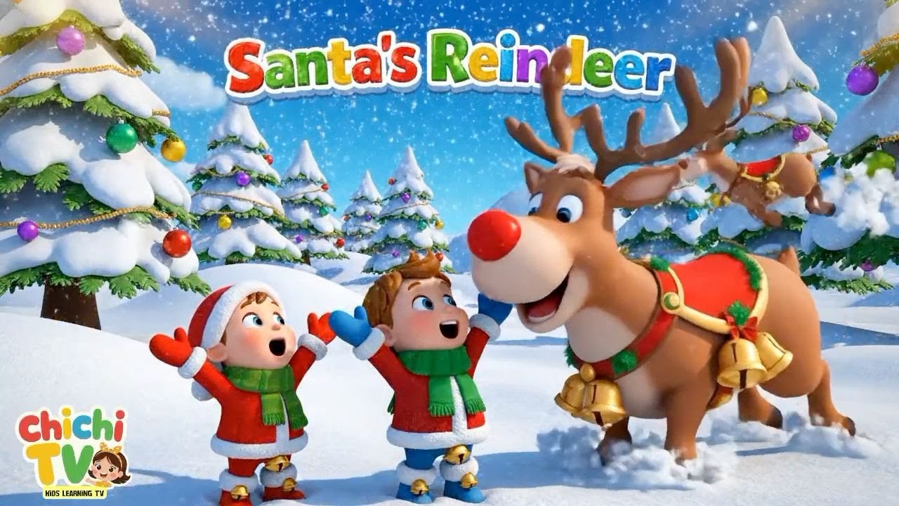 Santa's Reindeer Song! 🦌 Meet Rudolph, Dasher & All 9 Reindeer ...