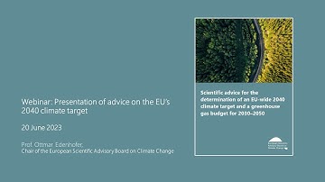 Webinar  Presentation of advice on the EU’s 2040 climate target