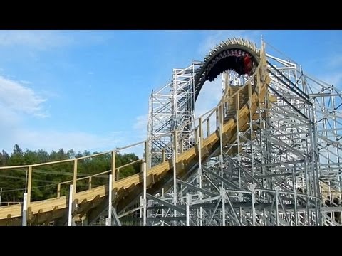 Hades 360 Looping Wooden Roller Coaster POV Mt Olympus Theme Park Wisconsin Dells