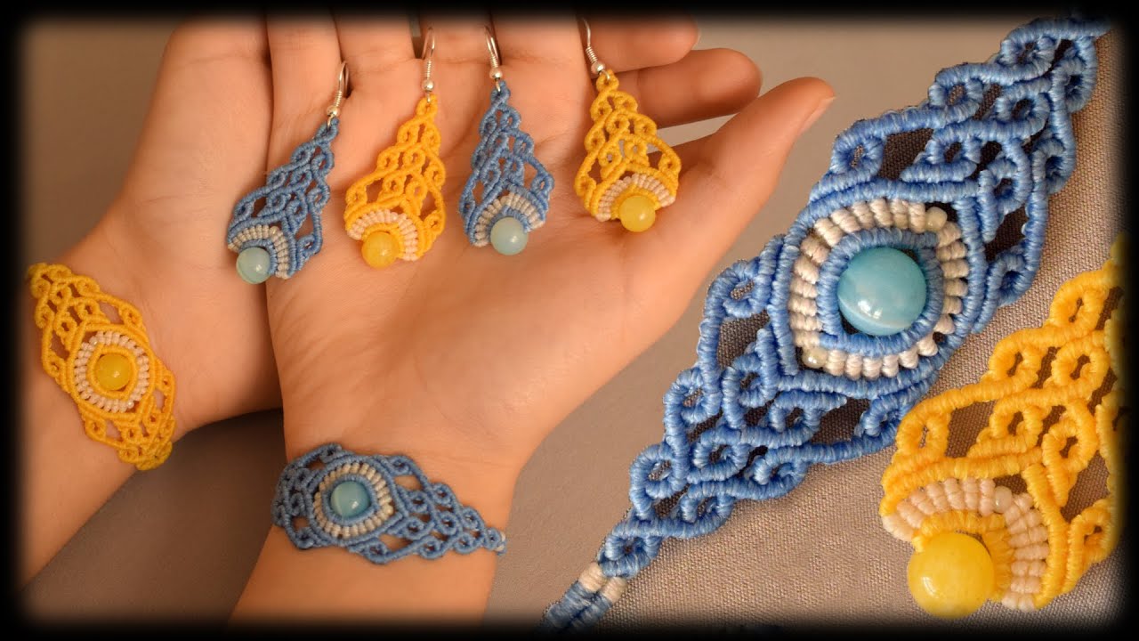 Macrame Jewelry Set | Macrame Earring and Bracelet With Beads | DIY and CRAFTS