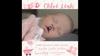 VIDEO Birth Announcements, DIY Templates, w/animated graphics, music; edit, share on Social Media