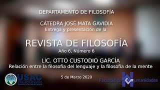 Relación entre la filosofía del lenguaje y la filosofía de la mente - Otto Custodio García