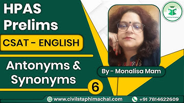 HPAS Prelims CSAT Revision | English Lecture 6 | Synonyms and Antonyms | Himachal