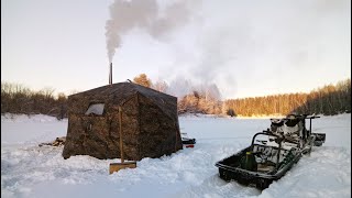 ПРОРЫВАЕМСЯ К РЕКЕ / 2 ДНЯ НА ЛЬДУ КАК ДОМА / НОЧЕВКА В ПАЛАТКЕ / РЫБАЛКА НА ЖЕРЛИЦЫ 1 Часть