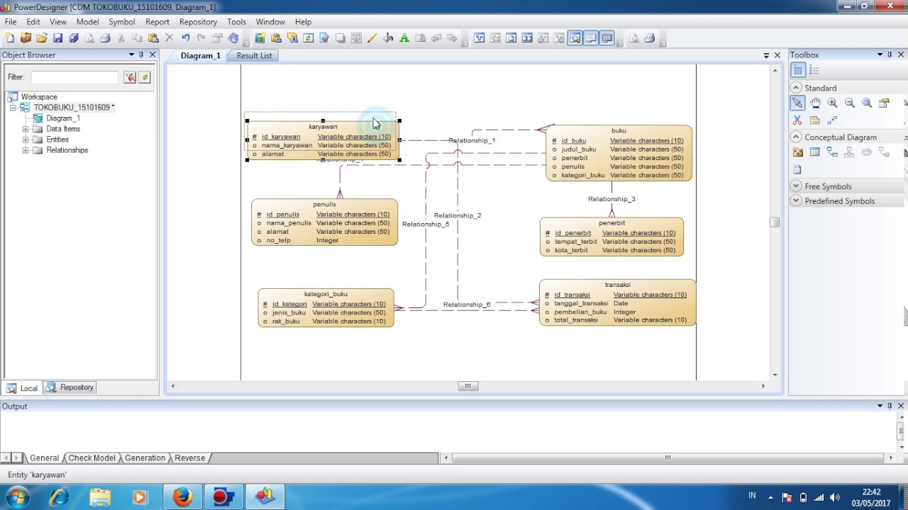 Perancangan CDM,PDM,dan SQL Alikasi TOKOBUKU dengan Power 