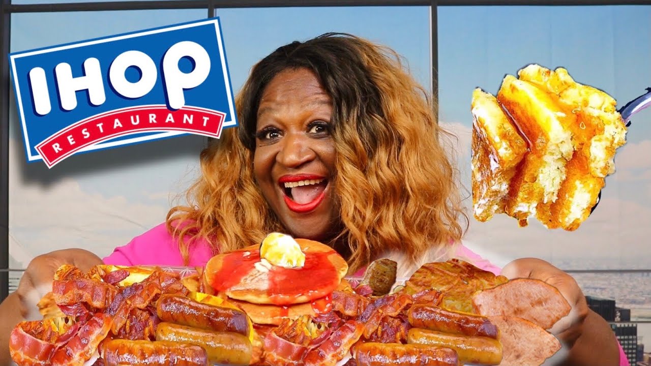 IHOP BREAKFAST PLATTER MUKBANG FLUFFY STRAWBERRY PANCAKES LETS TALK