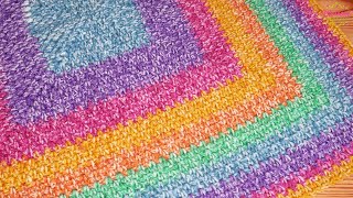 EASIEST Crochet Blanket - Moss Stitch Square/In The Round. Just 2 Stitches and ONE round repeat!