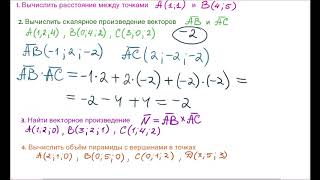 Расстояние между точками  Скалярное, векторное, смешанное произведение векторов