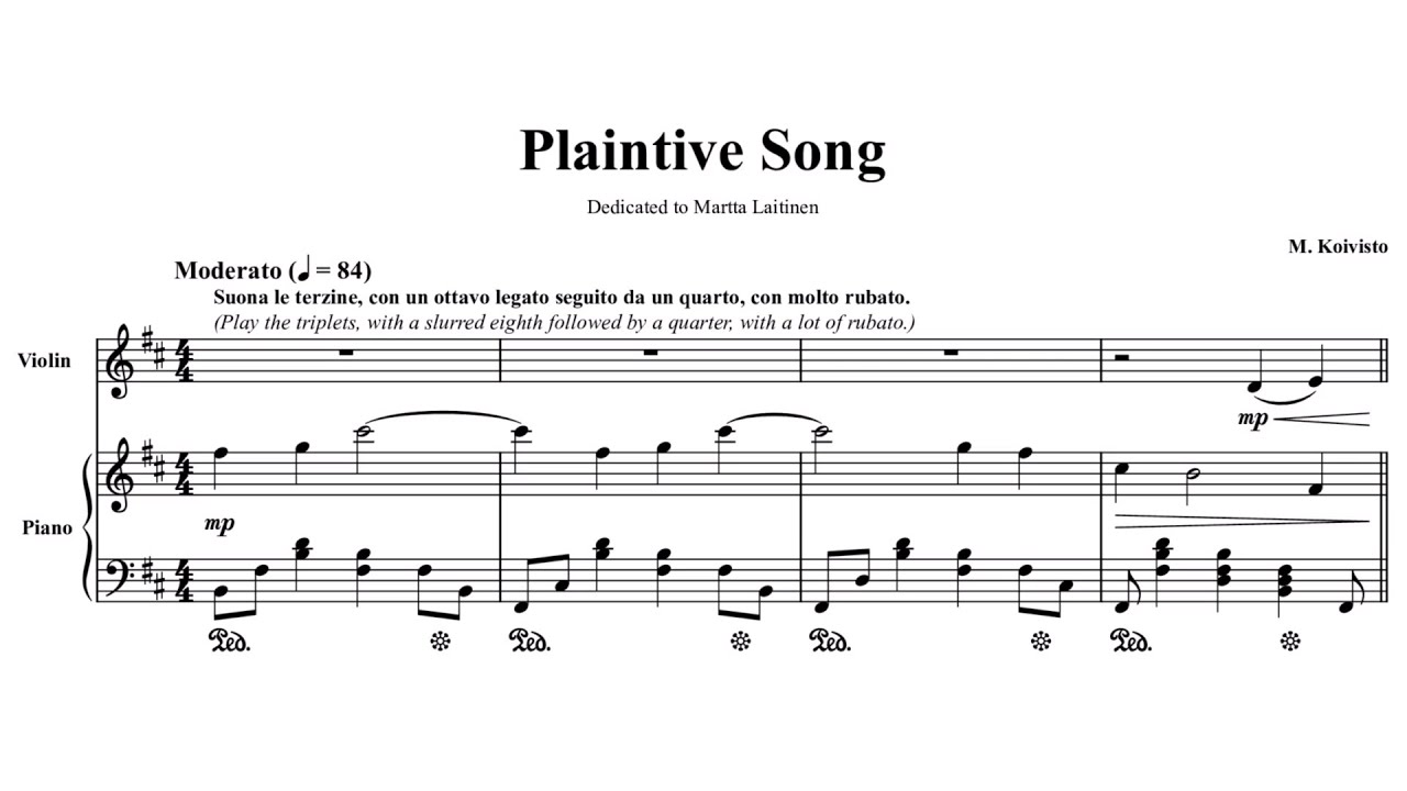 Koivisto: Plaintive Song for Violin and Piano