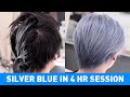 Transformation des cheveux noirs  bleu argent  fanola friday