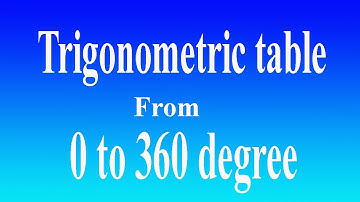 trigonometric table from 0 to 360