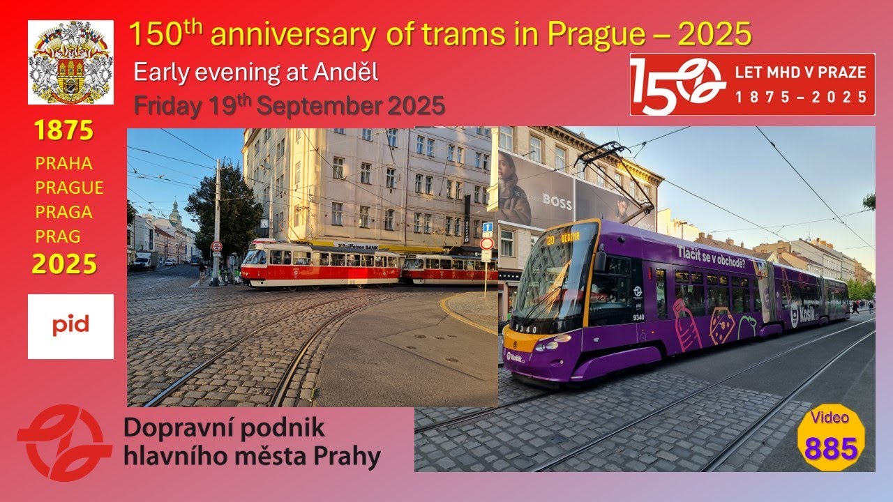 885 - Prague, Czechia: Trams in the early evening at Anděl on Friday 19th September 2025