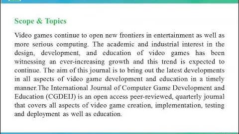 Computer Game Development and Education: An International Journal (CGDEIJ)